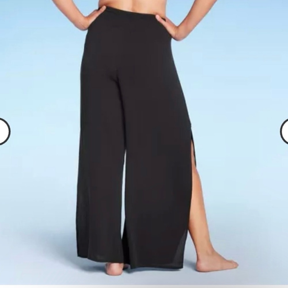Kona Sol Target Black Beach Cover Up Pants Wide Leg M - Picture 2 of 3